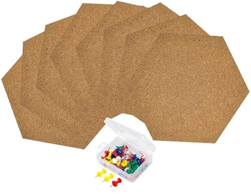 WENYOG pinnwand Sechseckige Korktafel, Selbstklebender Holzrahmen for die Wanddekoration, Memos, Briefe, Nachrichten, Fotos und mehr