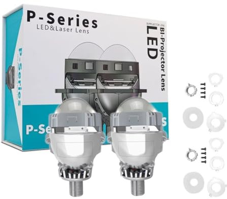 2 Projecteurs Bi-LED Effet Laser 12V 40W 2.5 Pouces 7000lm Conversion de Phares Feux de Route Feux de Croisement Faisceau Phares H4/H7/HB3 (9005)/HB4 (9006) Lentilles de Projecteur