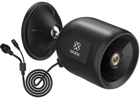 Woox Überwachungskamera Aussen kabelgebunden, 1080P IP Kamera Outdoor mit WLAN & LAN-Anschluss, Bewegungserfassung, IR Nachtsicht, 2-Wege-Audio, IP65 Wetterfest, Kompatibel mit Alexa & Google