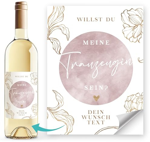 SpecialMe® Weinetiketten Weinflaschenetiketten personalisiert Trauzeuge Trauzeugin fragen Flaschenetiketten selbstklebend Weiss unisize