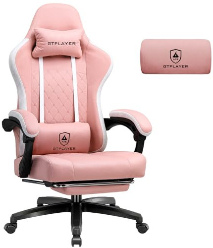 GTPLAYER Gaming Stuhl Stoff, Gaming Sessel mit Taschenfederkissen, ergonomischer Drehstuhl, Gamer Stuhl mit Fußstütze150 kg Belastbarkeit, Rosa