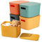 Exquilnova 4 Stück Aufbewahrungsbox mit Deckel, Stapelbare Plastikbox Kunststoff Ordnungsboxen Aufbewahrungsbehälter Bad Organizer Aufbewahrungsboxen für Küche Büro Schlafzimmer Wohnzimmer (Bunt)
