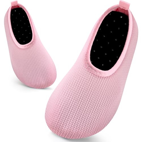 Kids Swim Water Shoes Toddlers Baby Aqua Socks Quick Dry Pool Beach Barefoot for Girls Children(817-Pink,22/23 EU)