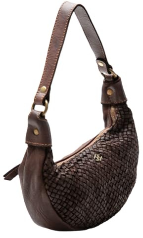 BARONE Tasche aus echtem geflochtenem Leder – Schultertasche Made in Italy – LAPETITE, braun