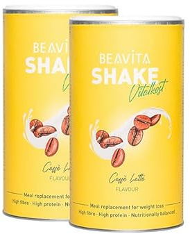BEAVITA Vitalkost Diät Shake Caffé Latte proteinreich, kalorienarm, vollwertiger Mahlzeitenersatz mit Vitaminen, Mineralien, Ballaststoffen, Gewichtsmanagement, Wohlbefinden, für 10 Shakes - 2x 572 g