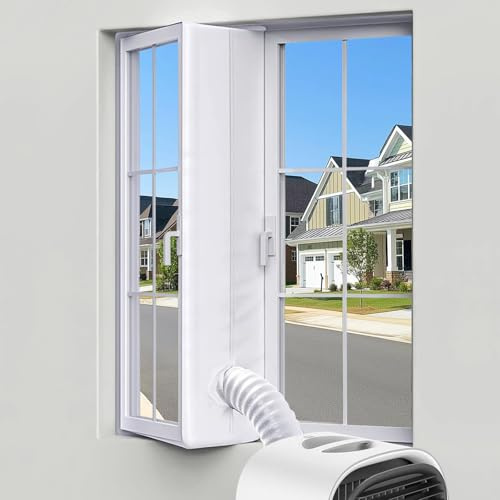 Fensterabdichtung für Mobile Klimageräte & Ablufttrockner, Klimaanlage Fensterabdichtung mit Doppelreißverschluss, Fensterabdichtung ohne Bohren für Kippfenster, Schiebefenster & Dachfenster (500cm)