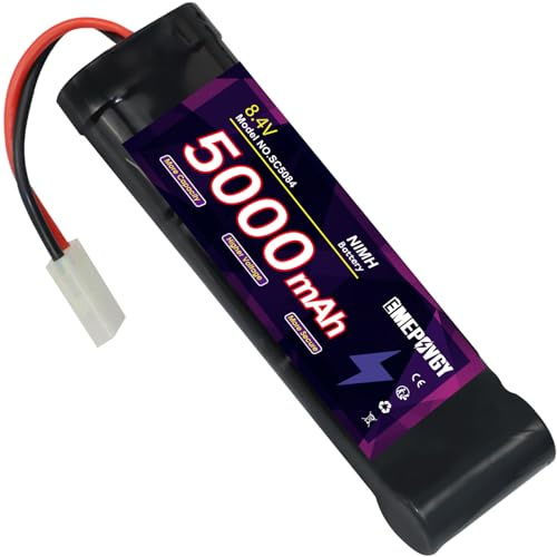 EMEPOVGY 8,4 V RC NiMH-Akku, 5000 mAh Kapazität, wiederaufladbarer 7-Zellen-Flachakku (TMY-Stecker)