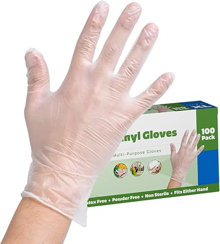 Disposable Gloves, Clear Vinyl Gloves, Powder Free, Latex Free, Medical Exam Gloves, Vinyl Multi-Purpose Gloves, Extra Strong, Disposable Clear Gloves (1000, Large)