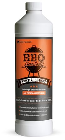 HOTREGA Krustenbrecher Grillreiniger 1L | Konzentrat Fettlöser extra stark | Backofen Reiniger für Smoker & Grillrost | Zur Grill Reinigung von Gusseisen | Löst Ruß & eingebrannte Verkrustungen