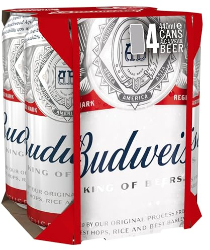 Budweiser Lager Beer Can, 4 x 440 ml