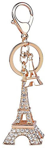 3D Handmade Bling Crystal Cute Keychain Rhinestone Keyring for Purse Bag Charm Car Key(Eiffel Tower)
