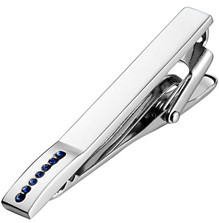 ANAZOZ Bijoux Fantaisie Pinces à Cravate Homme Epingles de Cravate 1pcs Cristal Bleu Accessoire Cadeau Noël