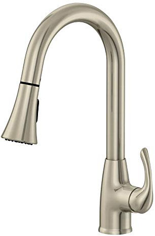 EZ Flo 10723 Küchenarmatur mit massivem Hebelgriff und herausziehbarer Brause, gebürsteter Nickel