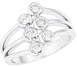 s.Oliver Damen Ring mehrreihig aus 925 Sterling Silber mit Zirkonia weiß