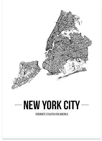 JUNIWORDS Stadtposter, New York City, Wähle eine Größe, 40 x 60 cm, Poster, Schrift B, Weiß