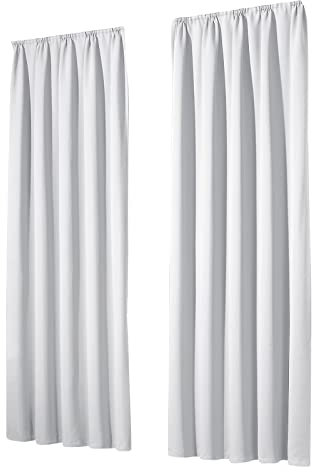 heimtexland Vorhang Blickdicht Thermovorhang Verdunklungsvorhänge 2er Set Kräuselband Deko Gardine isolierend Ökotex Kälteschutz Sonnenschutz Schalldämmung Typ139 Grau-Weiss HxB 175x135 cm