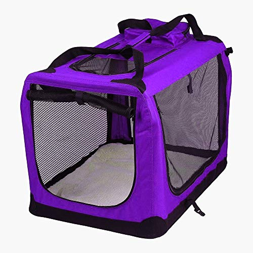 Petbarn Portable Soft Fabric Pet Carrier Folding Dog Cat Puppy Travel Transport Bag (Extra Large, Purple)