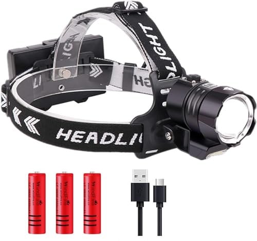 LUXJUMPER Head Torches LED Super Bright Rechargeable, XHP90 Headtorch 2 in 1 Headlamp Flashlight with COB Comb, High Power 2000000 Lumens Waterproof Headlight 3 Modes Zoomable for Camping