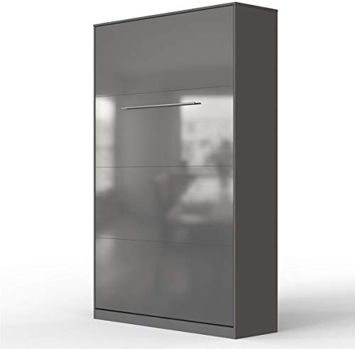 SMARTBett Schrankbett Standard Anthrazit/Anthrazit Hochglanzfront 120 Vertikal