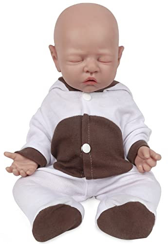 Vollence 46cm schlafende Ganzkörper Silikon Reborn Babypuppe Mädchen,VollSilikon Babypuppen, Nicht Vinyl Puppen, Augen geschlossen Realistische Reborn Baby Puppen, Real Lifelike Baby Puppen