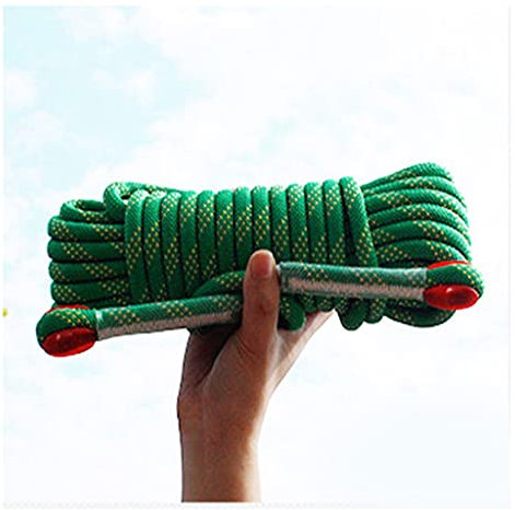 QHY 8MM Rock Climbing Rope Multipurpose Rope High Strength Outdoor Safety Static Rock Climbing Rope Fire Rescue Parachute Ice Climbing Equipment Rope (Color : Green, Size : 60m*8mm)