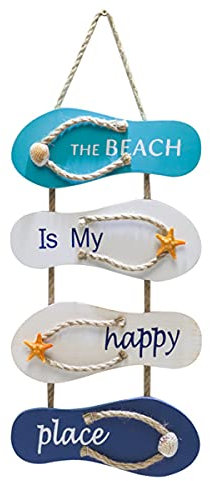 Suerhatcon Strand Flip Flop Dekoration Holzschild Ornament, Hängeschild Holz für Wanddekoration und Geschenk - 53 x 22 cm