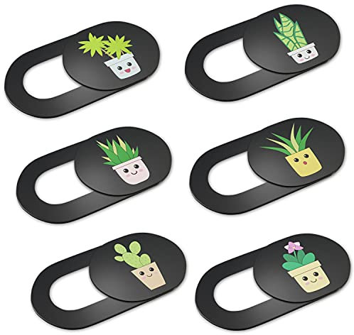 KARBOME Cache caméra Ordinateur Extra-Plat Noir (Lot de 6) | pour Webcam PC Portable, Mac et Tablette | Plante | Set-G3