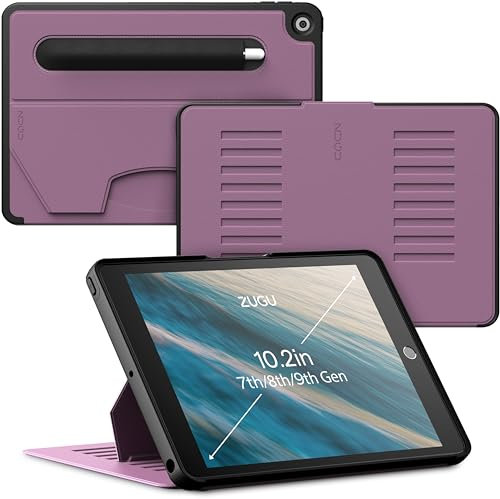 ZUGU iPad 10.2 Hülle 2021/2020 / 2019, schlanke Schutzhülle für die iPad9/8/7, 8 Winkel-Ständer magnetisch, Stifthalter, Auto Sleep/Wake UP [ Beere Violett ]