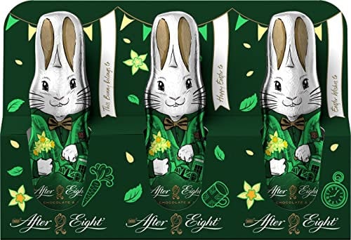 NESTLÉ AFTER EIGHT Mini-Osterhasen, kleine einzeln verpackte Schokoladenhasen aus Pfefferminz-Schokolade, 1er Pack (à 3x20g)