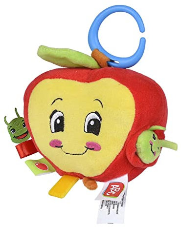 Simba 104010086 - ABC Activity Apfel, Babyspielzeug, mit Pull-Back Raupe und verschiedenen Materialien, 18cm, ab 3 Monaten