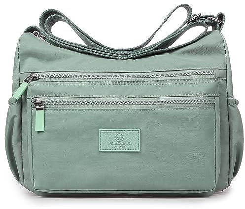 VOLGANIK ROCK Kleine Handtasche Damen aus Wasserabweisendes Nylon Umhängetasche Damen Mittelgroß Leichtgewichte Umhängetasche Schultertasche Crossbody Bag Tasche für Den Alltag Reisetasche