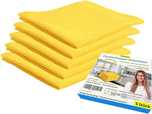 elauelue Fishscale Reinigungstücher 5er-Pack - Fischschuppen Tücher 40x40cm - Wellenmuster Haushaltstücher