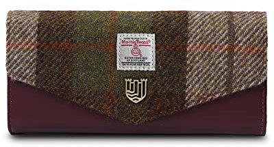 SNOW PAW Harris Tweed Geldbörse mit Verschluss, Chestnut Tartan