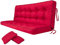Bjird Bankauflage für Gartenbank, Polsterauflage für Hollywoodschaukel, Gartenschaukelkissen, Sitzkissen und Rückenkissen, gesteppt, inkl. 2 Seitenkissen, 150 x 49 x 56 cm - rot