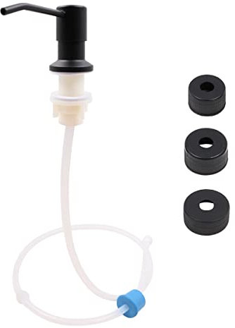 WANGCL Seifenspender für die Küche, Edelstahl, Lotionspender mit 120 cm Silikonschlauch und 3 kompatiblen Kronkorken für Zuhause, Küche, Badezimmer, Schwarz