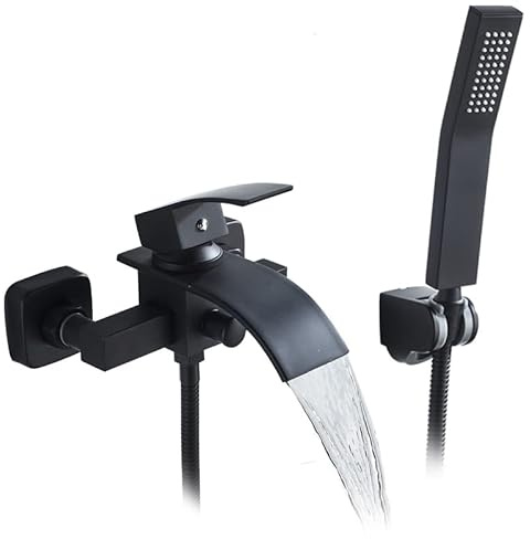 THEEIERCE bathroom faucet shower faucet modern single hand spray copper core shower double outlet bathroom faucet (black)