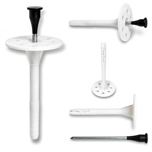Tasselli isolanti, Ø 10 mm, tasselli piatti con mandrino in metallo, isolamento termico (10 x 200-200 pezzi)