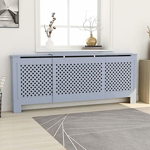 ZEYUAN MDF Heizkörperverkleidung, Heizkörperabdeckung, Radiator Cover, Heizung Verkleidung, Verkleidung Heizkörper, Heizungsabdeckung, Grau 205 cm