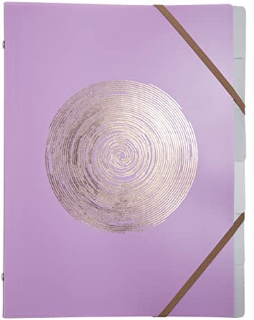 Exacompta 56890E Premium Ordnungsmappe Ellipse aus recyceltem Kunststoff mit 6 Fächern und 2 Gummizügen für DIN A4 Blauer Engel zertifiziert 1 Stück Zufallsfarbe