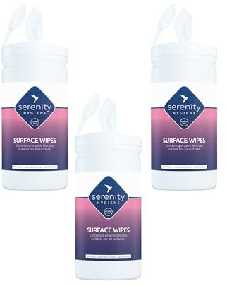 Antibacterial Surface Cleaning Wipes - Alcohol Free Sanitising Surface Wipes for all Hard Surfaces - Made in UK - Refillable Tub of 150 Large Strong Wet Wipes - Tub Pack of 3