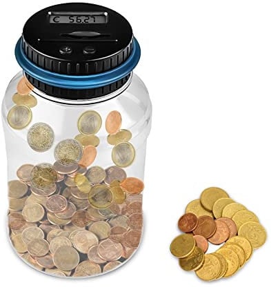 Newaner Tirelire Electronique Euros 1.8L Grande Capacité, Tirelire Électronique Numérique avec Écran LCD, Creative Transparent Automatique Coin Comptant Money Box, Cadeau pour Enfants, Adultes