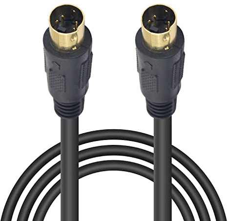 Poyiccot Câble S-Vidéo 3 m, Mini DIN 4 broches S-Video mâle vers mâle connecteur plaqué or prend en charge le transfert vidéo pour TV, S-VHS, magnétoscope, DVD, caméscopes, cartes vidéo, 28 AWG