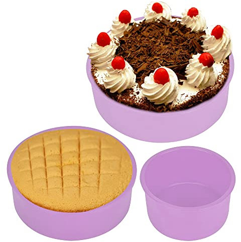Moldes Silicona Reposteria Redondo 3Pcs - Molde Silicona Bizcocho Horno - Moldes Silicona Freidora de Aire - Molde para Tarta - - Molde para Pastel - Molde Quiche - Molde Desmontable Antiadherente
