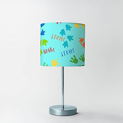 Happy Linen Company Lampenschirm für Mädchen und Jungen, Dinosaurier-Design, 18 x 21 cm, Weiß