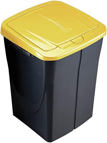 eacommerce - Pattumiera per raccolta differenziata Componibile in Plastica | Sistema di Aggancio Facilitato | Ideale per Casa e Giardino | Giallo 45 Litri