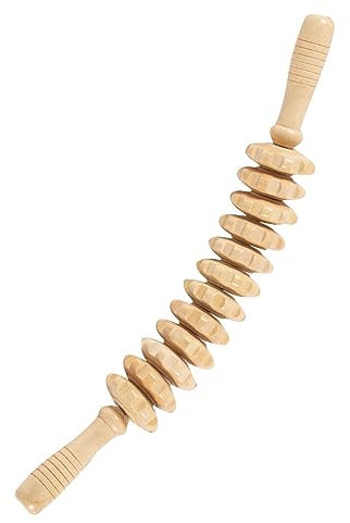 HRKVSK Faszienroll Holz, Massageroller mit Griff, Massage Roller, Faszienrolle Holz für Muskelentspannung, Körperformung, Gua Sha Massage, Anti Cellulite