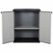Homgoday Garten-Lagerschrank mit 1 Boden Werkzeugschrank Gartenschrank Beistellschrank Haushaltsschrank Balkonschrank Terrassenschrank Wetterfest Grau und Schwarz 68x40x85 cm