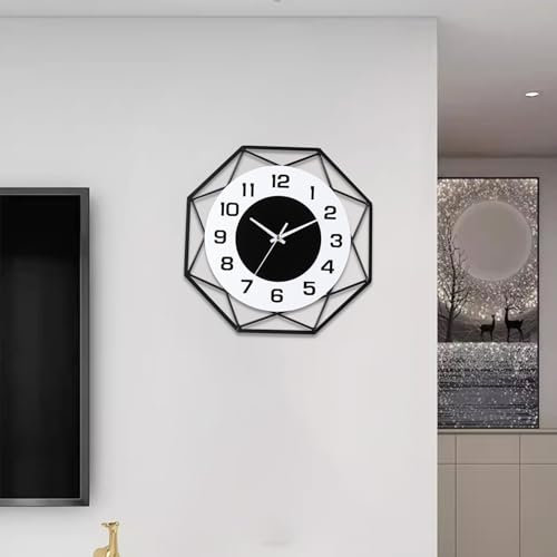 TOHOOYO Metall große Wanduhren Decor Modern Silent Big Wall Clock Non Ticking Batteriebetriebene Quarzuhr für Wohnzimmer Küche Schlafzimmer Dekorative Badezimmer Outdoor 14 Zoll