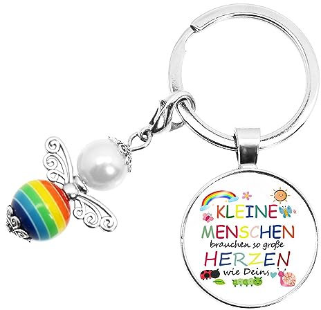 HCHES Perlenengel Schlüsselanhänger Glücksbringer Schulanfang Geschenke für Schulkind Kindergarten Mädchen und Junge oder Abschiedsgeschenk Erzieherin, Tagesmutter