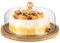 LDXDRU Présentoir à gâteau de 25,4 cm avec couvercle en forme de dôme, assiette à gâteau en bois avec couvercle, présentoir à gâteau en bois pour anniversaire, fête de mariage